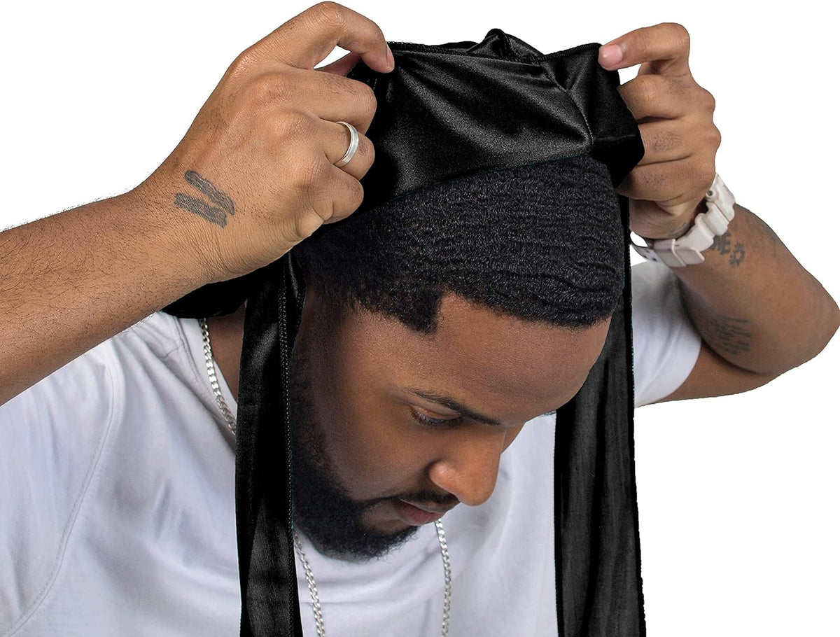 Durags for Men, Silky Satin Durag, Do Rag for Waves, 2 Pieces