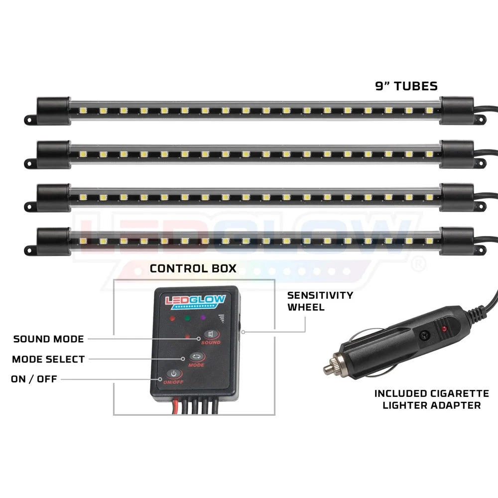 4Pc Purple LED Interior Underdash Lighting Kit