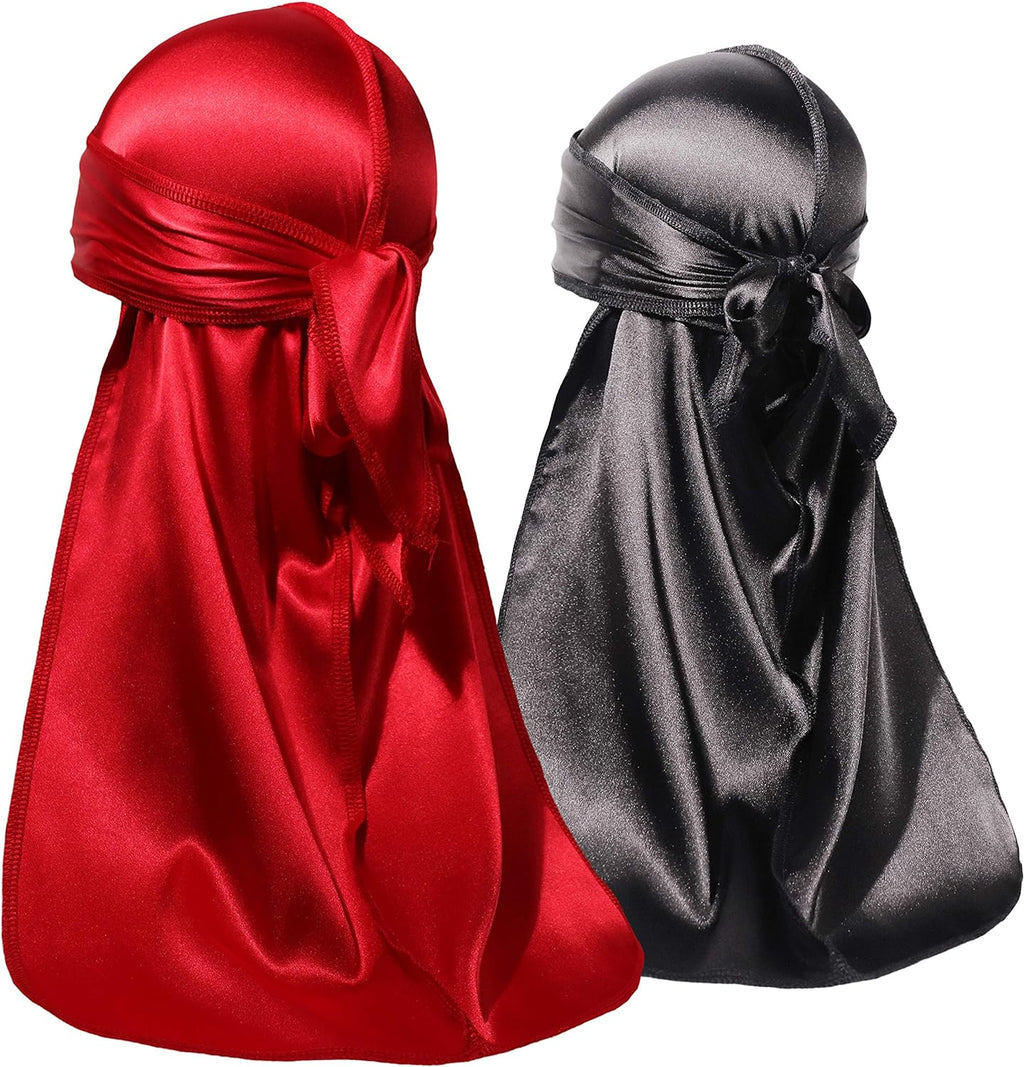 Durags for Men, Silky Satin Durag, Do Rag for Waves, 2 Pieces
